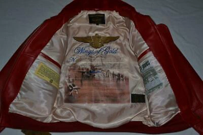 Pre-owned Schott Nyc G1sc Lambskin Wings Of Gold G-1 Flight Jacket Red All Sizes Authentic