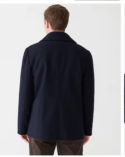 Pre-owned Jcrew J.crew Mens $398 Dock Peacoat With Primaloft Navy Size M Bt825 In Blue