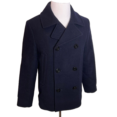 Pre-owned Jcrew J.crew Mens $398 Dock Peacoat With Primaloft Navy Size M Bt825 In Blue