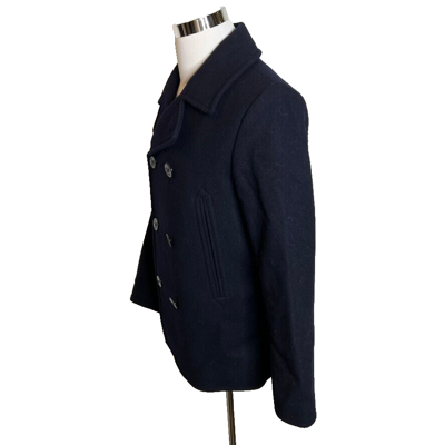 Pre-owned Jcrew J.crew Mens $398 Dock Peacoat With Primaloft Navy Size M Bt825 In Blue
