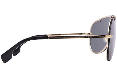VERSACE Pre-owned Ve2243 100287 Sunglasses Men's Gold/dark Grey Pilot 43mm In Gray