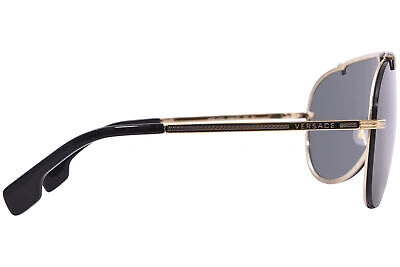 Pre-owned Versace Ve2243 100287 Sunglasses Men's Gold/dark Grey Pilot 43mm In Gray