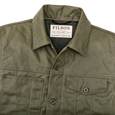 Pre-owned Filson Men's  Tin Cloth Short Lined Cruiser Jacket - Size Large Military Green