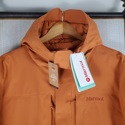 Pre-owned Marmot $400  Mens Size Large Gore-tex Thinsulate Jacket Hood Orange Coat