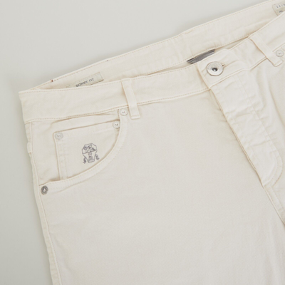 Pre-owned Brunello Cucinelli 695$ Off White Stretch Denim Trousers - Slim Fit, Five-pocket