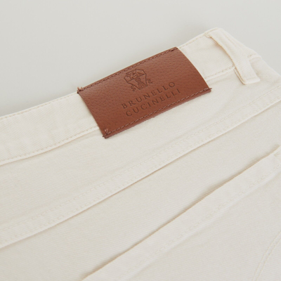BRUNELLO CUCINELLI Pre-owned 695$ Off White Stretch Denim Trousers - Slim Fit, Five-pocket