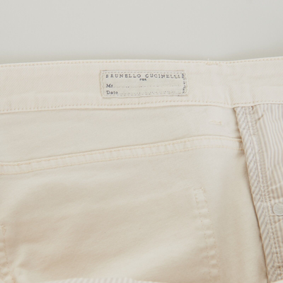 Pre-owned Brunello Cucinelli 695$ Off White Stretch Denim Trousers - Slim Fit, Five-pocket