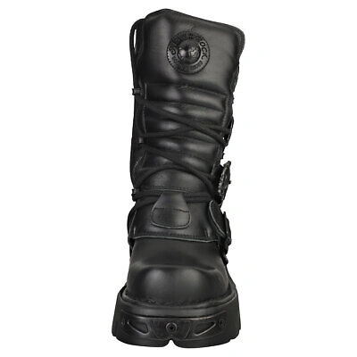 Pre-owned New Rock Rock Boot Metallic M-391-s18 Unisex Black Platform Boots - 7 Us In Gray