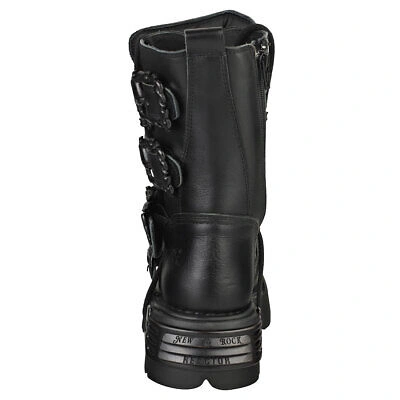 Pre-owned New Rock Rock Boot Metallic M-391-s18 Unisex Black Platform Boots - 7 Us In Gray