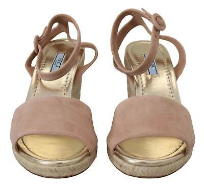 Pre-owned Prada Pink Suede Leather Ankle Strap Sandals
