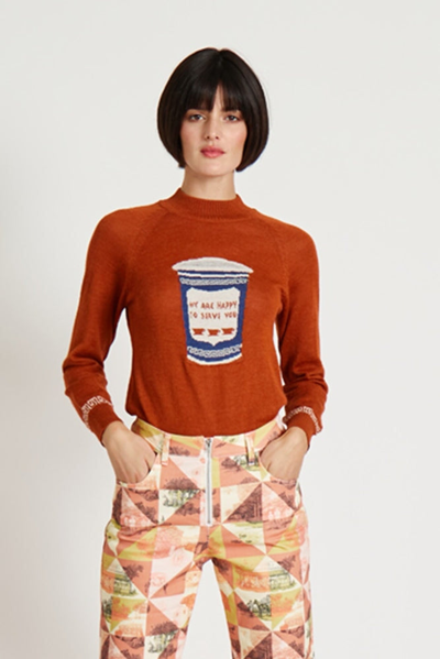 Shop Rachel Antonoff Coffee Cup Sweater Xs-3x