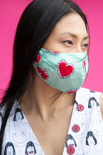 Shop Rachel Antonoff Fabric Mask Set- Doily Hearts, Multi Gingham & Yellow Poppy In Default Title