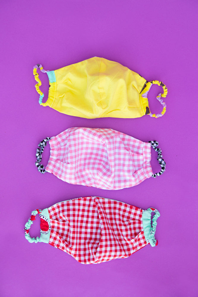 Shop Rachel Antonoff Fabric Mask Set- Doily Hearts, Multi Gingham & Yellow Poppy In Default Title