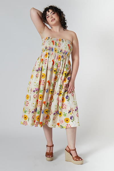 Shop Rachel Antonoff Mindy Smocked Midi Dress In Xxl
