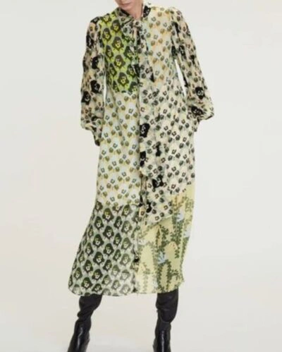 Pre-owned Dorothee Schumacher Dress Article Flower Patch Greens Floral Crepe Large