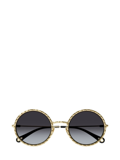 Shop Chloé Eyewear Round In Gold
