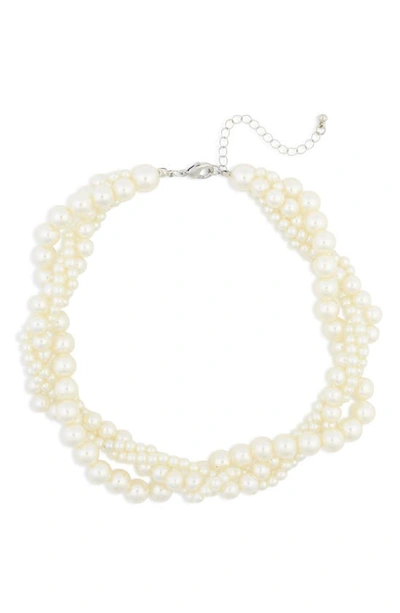 Shop Tasha Cluster Imitation Pearl Collar Necklace In Ivory