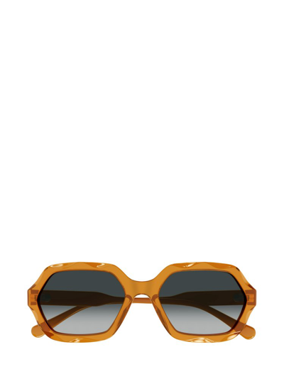 Shop Chloé Eyewear Rectangular Frame Sunglasses In Orange