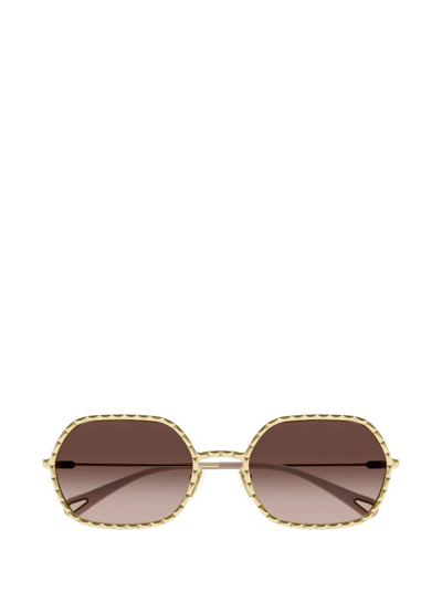 Shop Chloé Eyewear Rectangular Frame Sunglasses In Gold