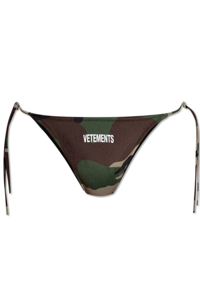 Shop Vetements Logo Detailed Bikini Bottom In Multi