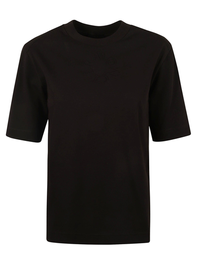 Shop Moncler Logo Embroidered Regular T-shirt In Black