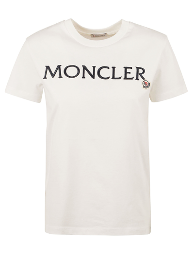 Shop Moncler Chest Logo Patched T-shirt In White