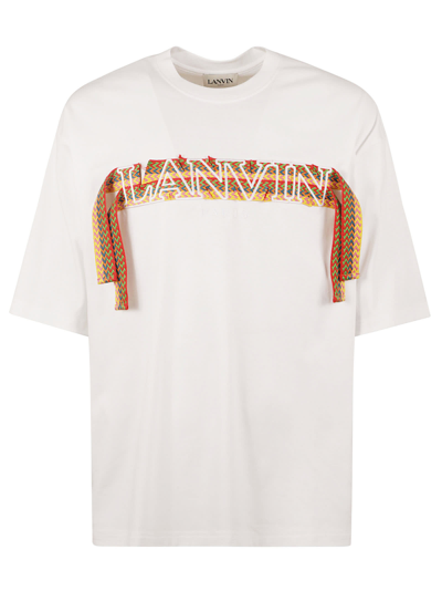 Shop Lanvin Curb Lace Logo T-shirt In Optic White