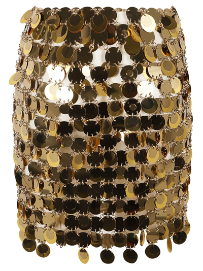 Shop Paco Rabanne Mirror Mini Skirt In Gold