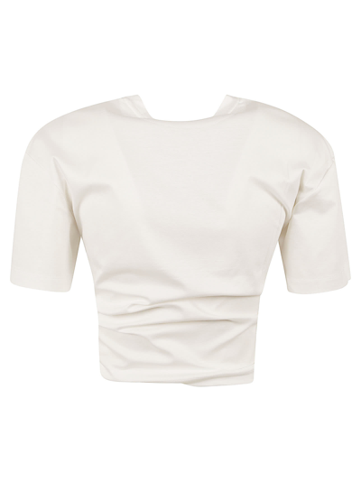 Shop Rabanne Ring Detailed Cropped T-shirt In White
