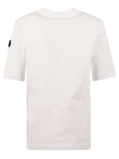 Shop Moncler Logo Embroidered Regular T-shirt In White
