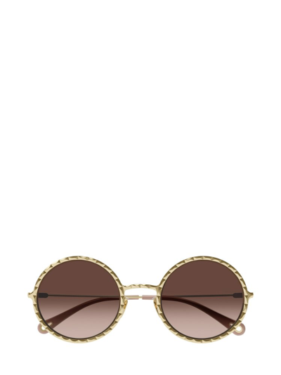 Shop Chloé Eyewear Round In Gold