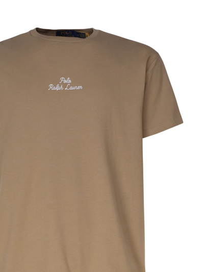 Shop Polo Ralph Lauren T-shirt With Embroidery In Khaki