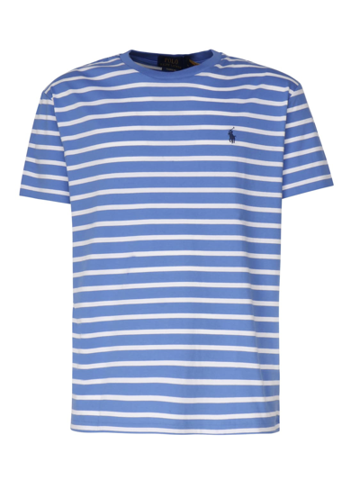 Shop Polo Ralph Lauren Striped T-shirt In Light Blue, White