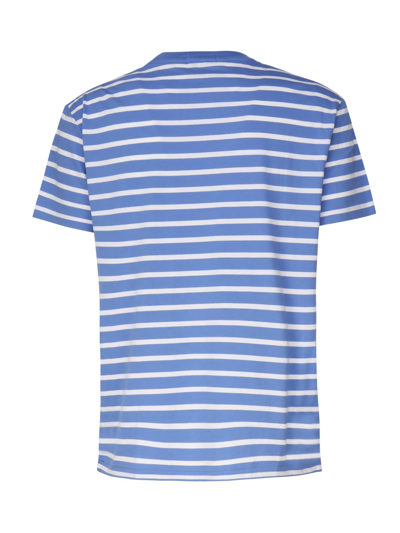 Shop Polo Ralph Lauren Striped T-shirt In Light Blue, White