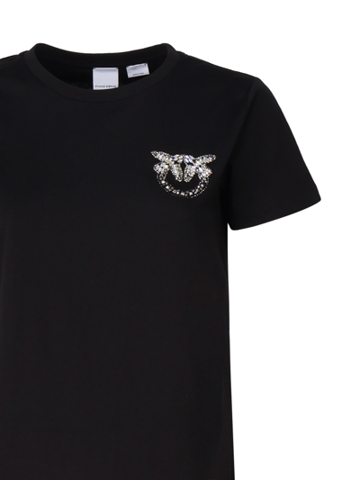 Shop Pinko Love Birds Mini Logo Embroidery T-shirt In Black