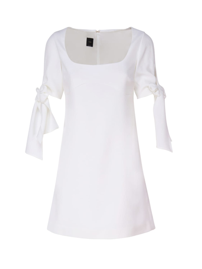 Shop Pinko Mini Dress With Bow On Sleeves In White