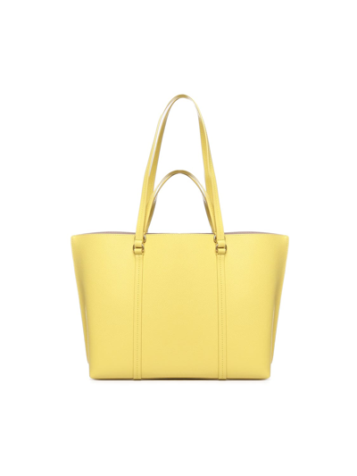 Shop Pinko Large Tumbled Leather Shopper Bag In Yellow
