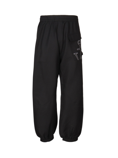 Shop Jw Anderson Trackpants With Anchor Logo In Black