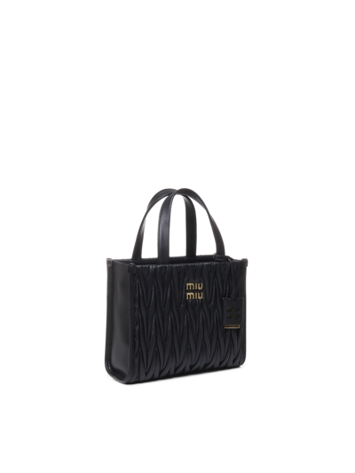 Shop Miu Miu Nappa Leather Quilted Shopping Bag In Black