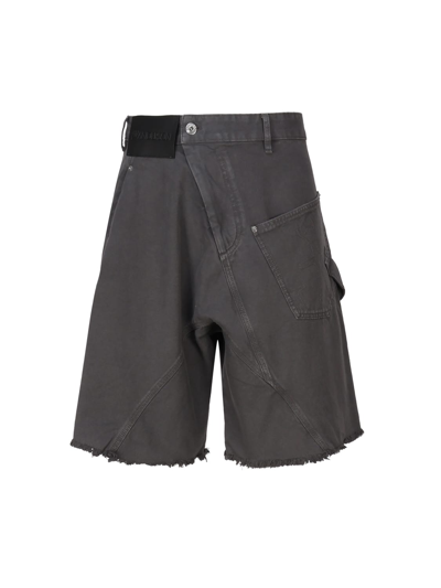 Shop Jw Anderson Deconstructed Shorts In Grey