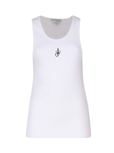 Shop Jw Anderson Tank Top With Embroidery In White