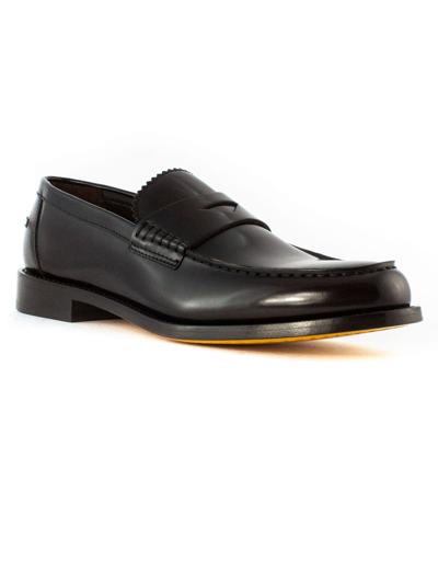 Shop Doucal's Loafer In Black Leather In Marrone