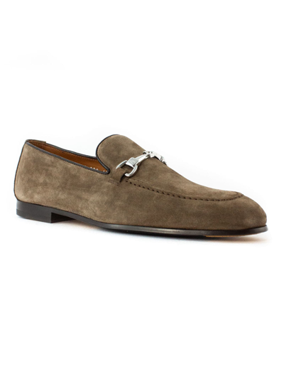 Shop Doucal's Brown Suede Leather Loafer In Marrone