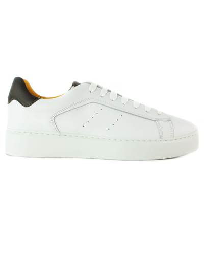 Shop Doucal's White Leather Sneaker In Bianco