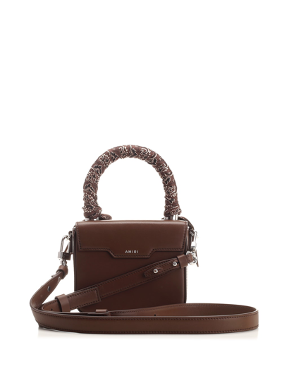 Shop Amiri Bandana Micro Handbag In Brown