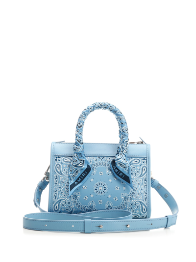 Shop Amiri Bandana Micro Triangle Handbag In Blue