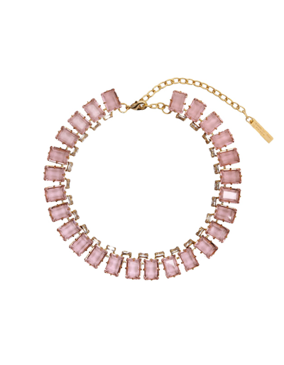 Shop Ermanno Scervino Necklace With Pink Stones