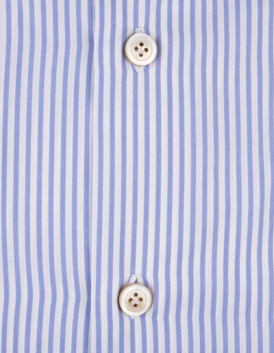 Shop Kiton Light Blue And White Striped Classic Shirt