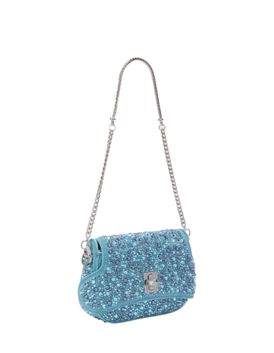 Shop Ermanno Scervino Light Blue Audrey Bag With Crystals