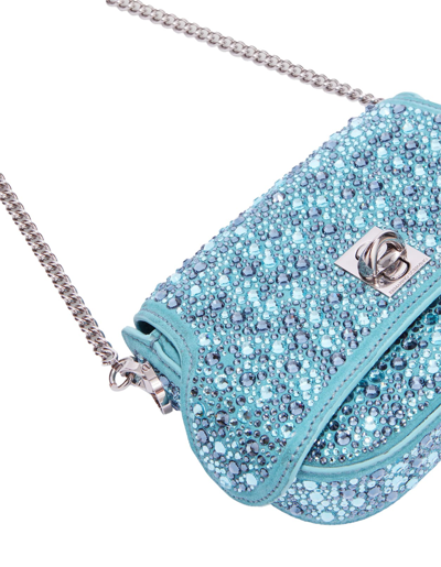 Shop Ermanno Scervino Light Blue Audrey Bag With Crystals